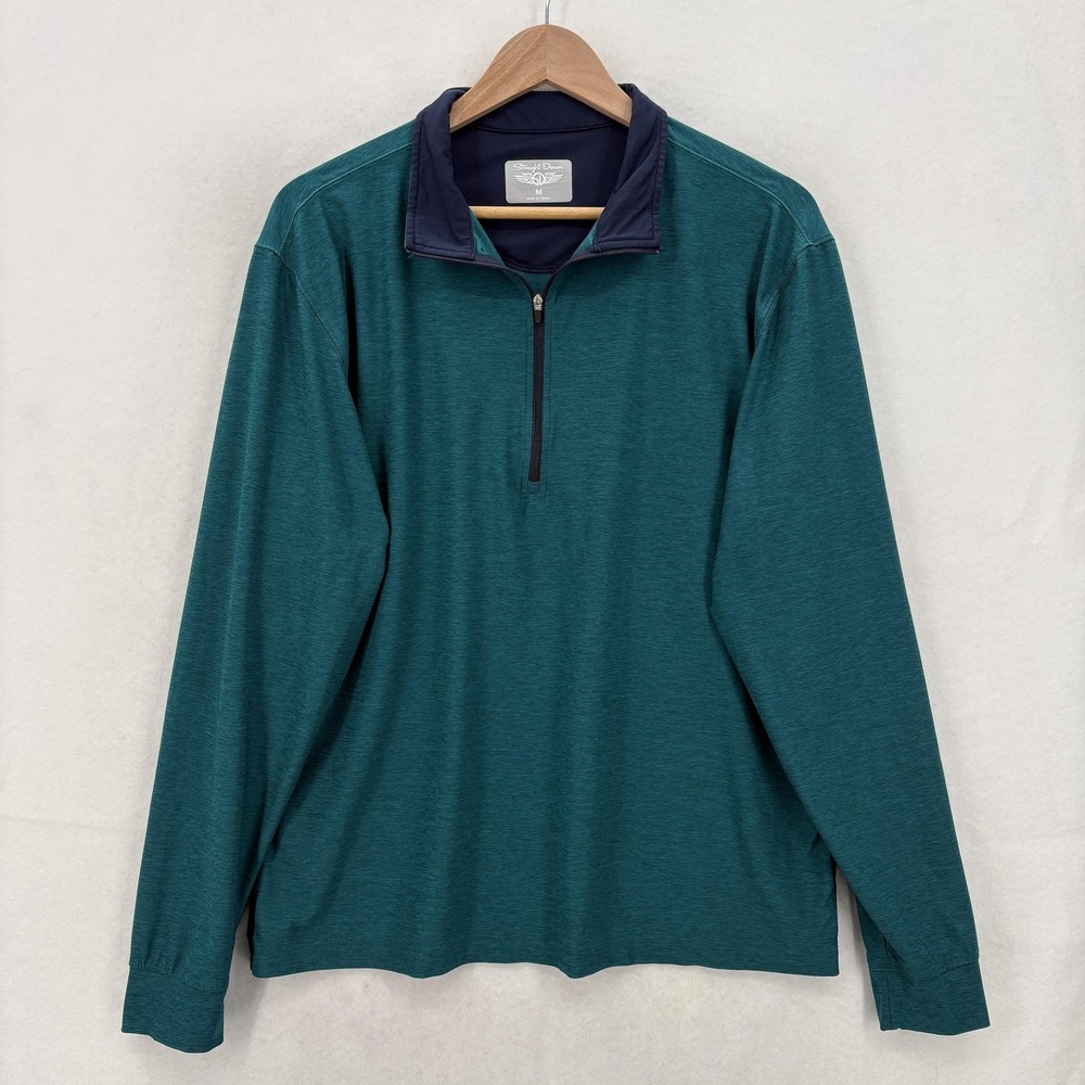 Straight Down Pullover Mens Medium Green Quarter Zip Stretch Performance Golf